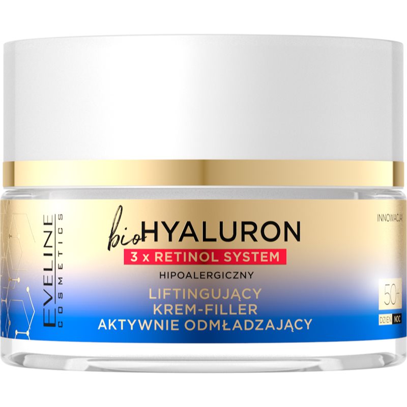 Eveline Cosmetics Bio Hyaluron 3x Retinol System crema lifting de zi si de noapte 50+ 50 ml