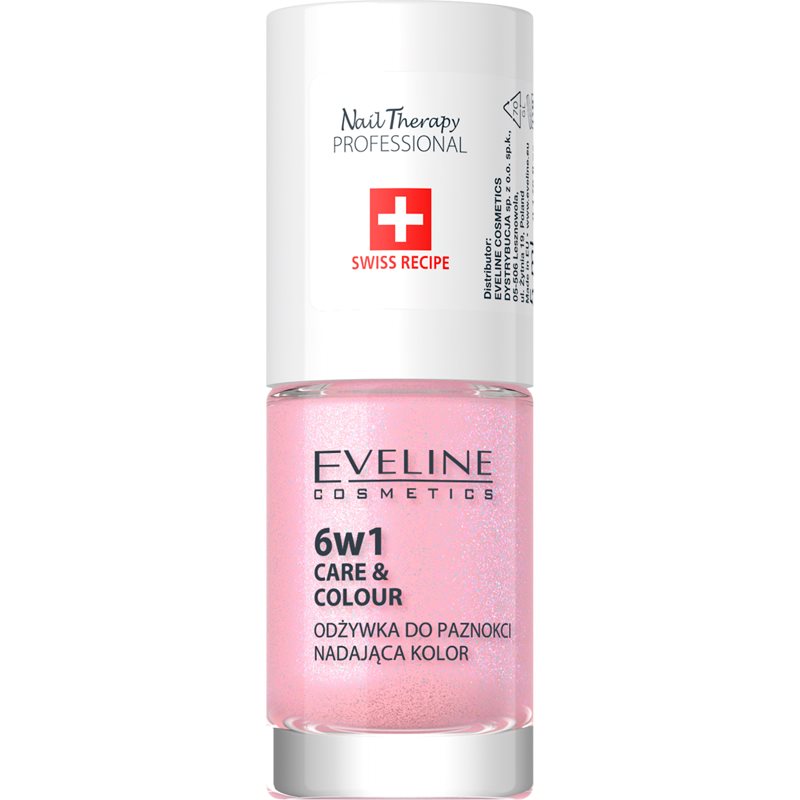 Eveline Cosmetics Nail Therapy Care & Colour balsam pentru unghii 6 in 1 culoare Shimmer Pink 5 ml