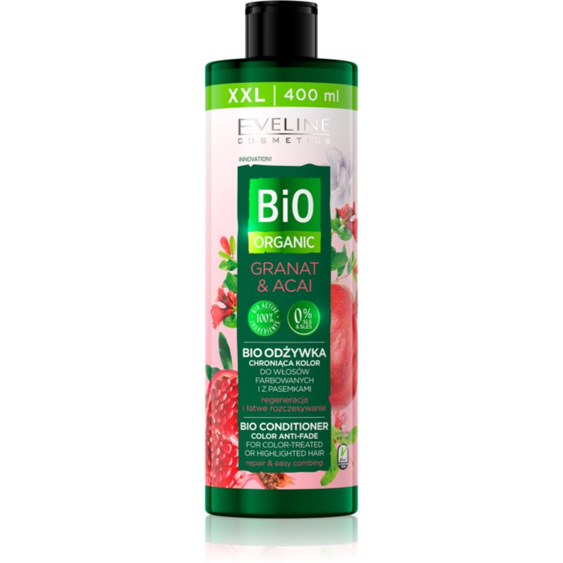 Eveline Cosmetics Bio Organic Granat & Acai balsam regenerator pentru par vopsit sau suvitat 400 ml