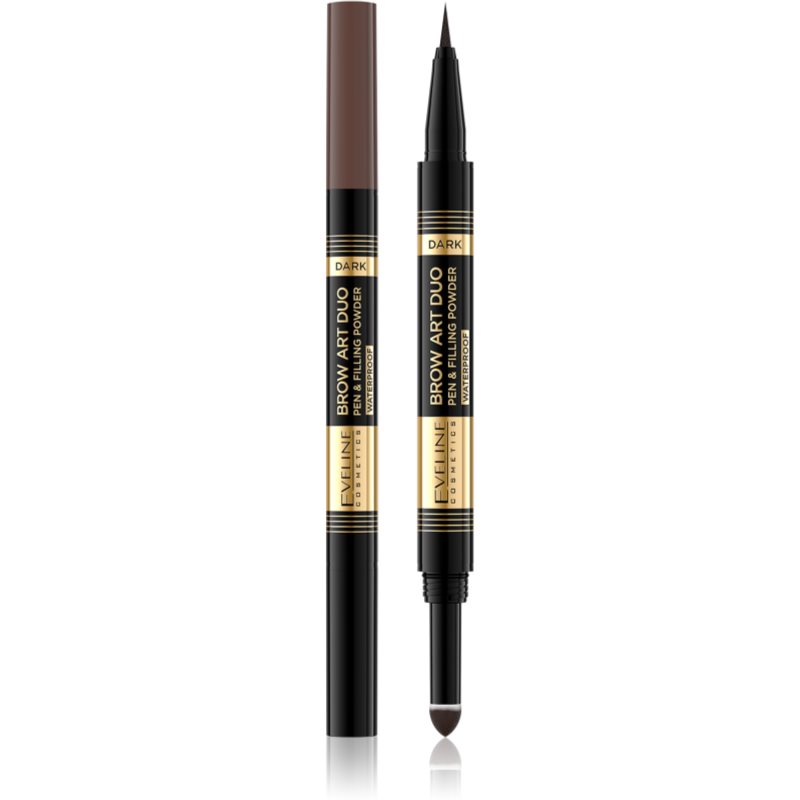 Eveline Cosmetics Brow Art Duo creion dermatograf cu două capete pentru sprâncene culoare Dark 8 g