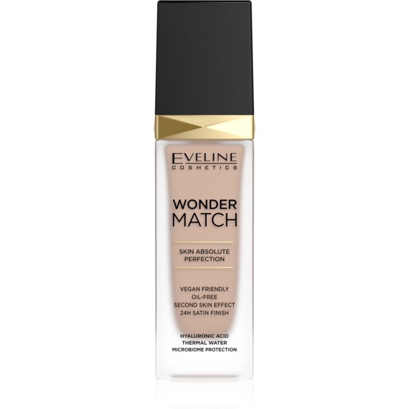 Eveline Cosmetics Wonder Match fard lichid de lunga durata cu acid hialuronic culoare 35 Sunny Beige 30 ml