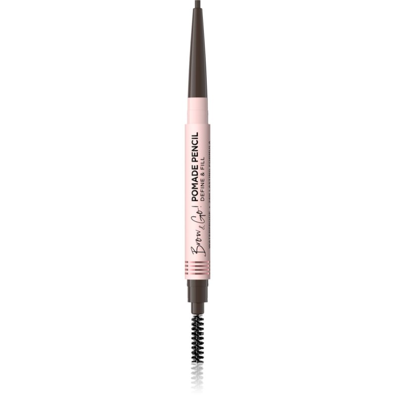 Eveline Cosmetics Brow & Go! creion pentru sprâncene rezistent la apă perie 2 in 1 culoare Dark Brown 4 g