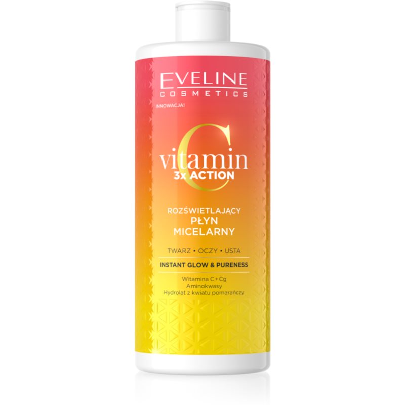 Eveline Cosmetics Vitamin C 3x Action apa cu particule micele pentru luminozitate si hidratare 500 ml