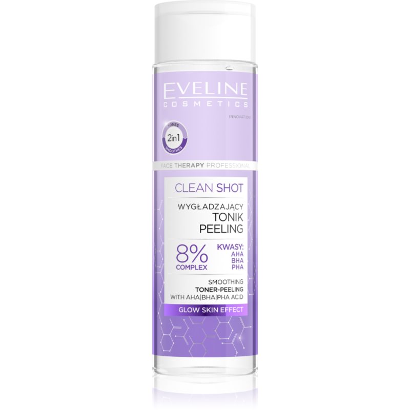 Eveline Cosmetics Clean Shot 8% Complex Of Hydroxy Acids tonic pentru netezire cu efect exfoliant 200 ml