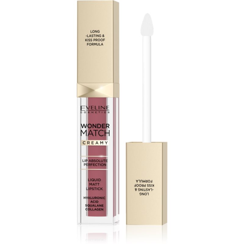 Eveline Cosmetics Wonder Match ruj de buze lichid, mat și de lungă durată cu acid hialuronic culoare 08 Cashmere Rose 6.8 ml