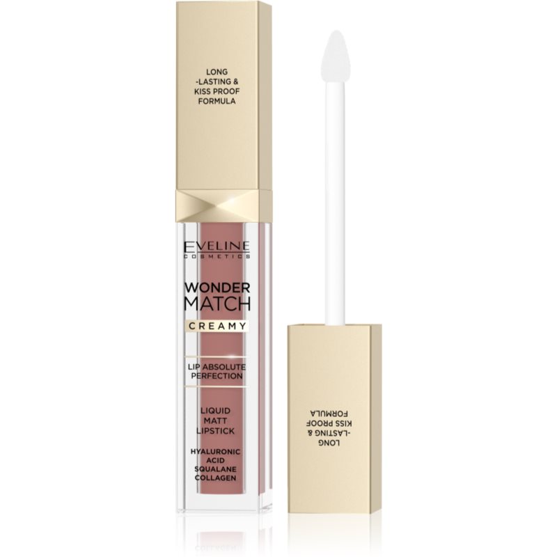 Eveline Cosmetics Wonder Match ruj de buze lichid, mat și de lungă durată cu acid hialuronic culoare 09 Dream Nude 6.8 ml