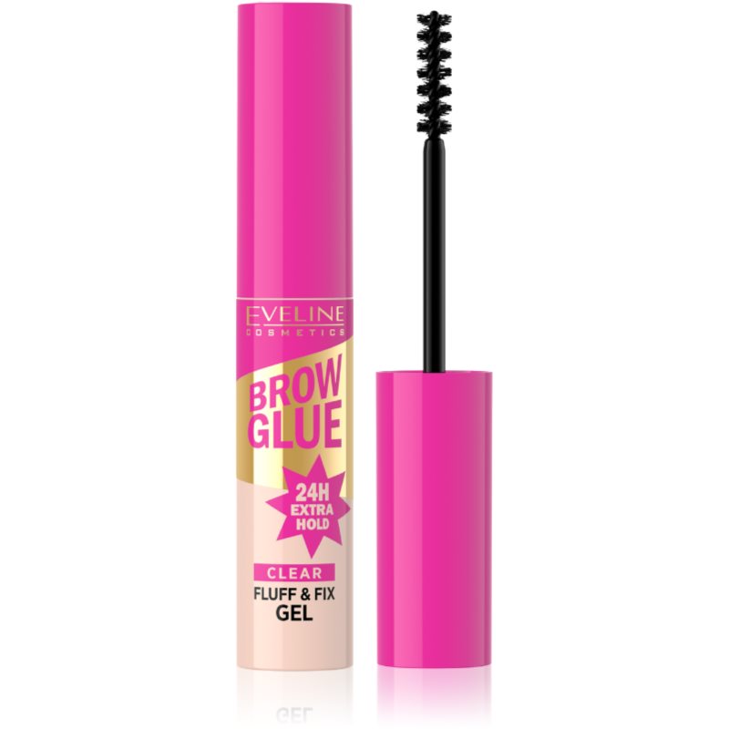 Eveline Cosmetics Brow Glue Fluff & Fix Gel gel de sprancene de lungă durată culoare Transparent 6 ml