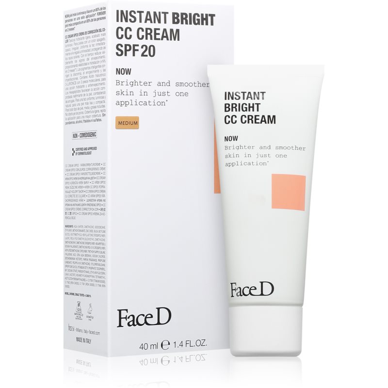 Face D Instant Bright crema CC hidratanta SPF 20 culoare Medium 40 ml