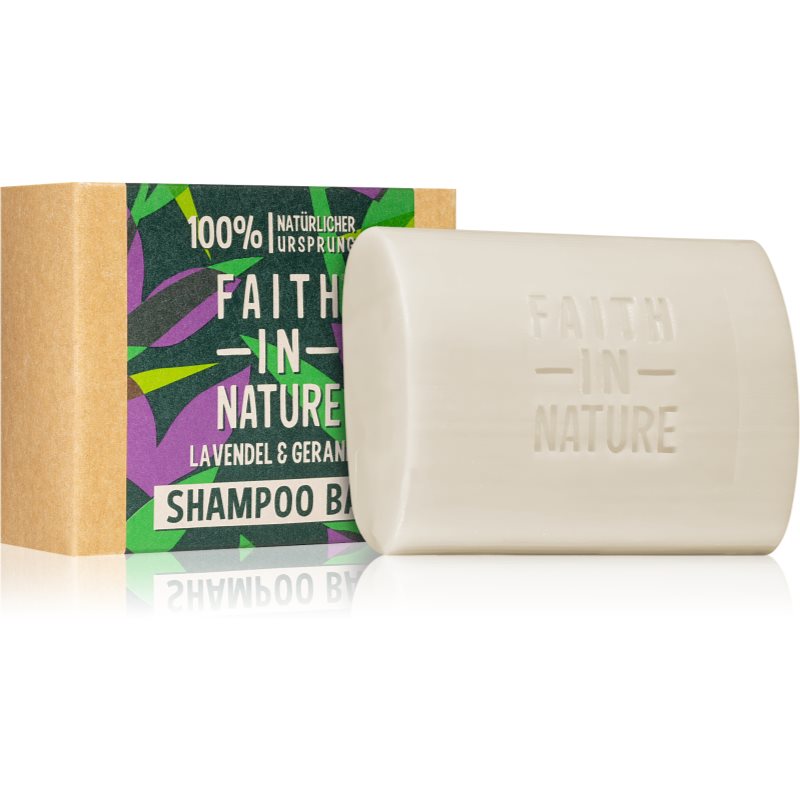 Faith In Nature Lavender & Geranium șampon organic solid cu lavanda 85 g