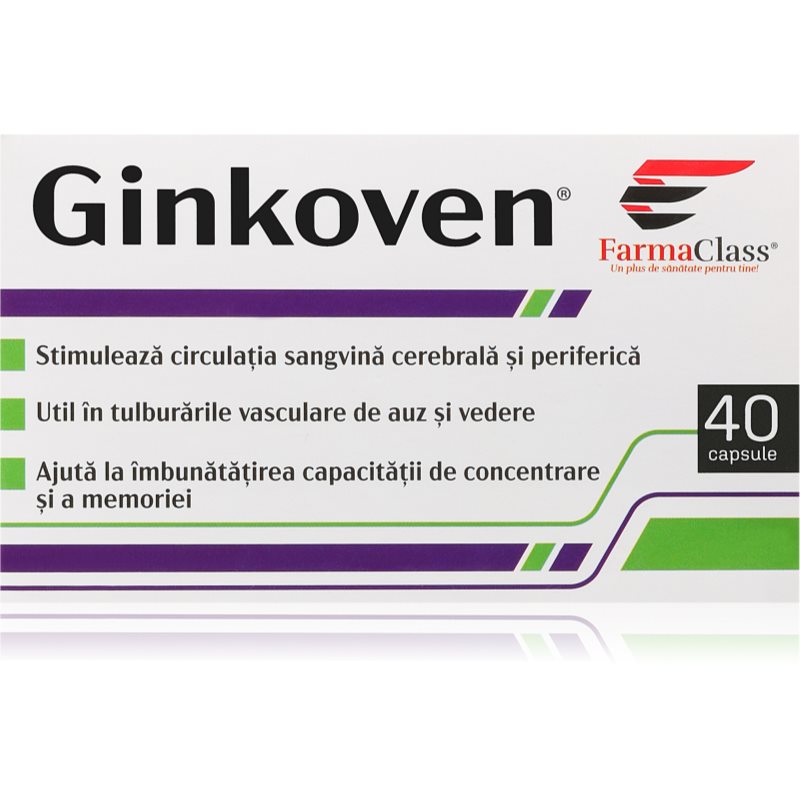 FarmaClass Industry Ginkoven capsule pentru susținerea funcției creierului și îmbunătățirea memoriei 40 caps.
