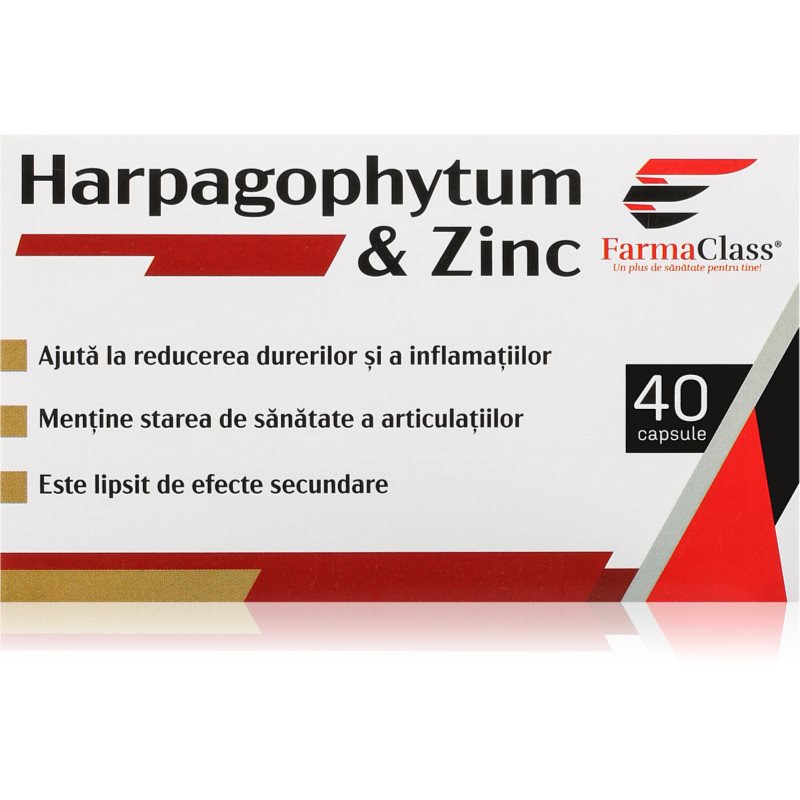 FarmaClass Industry Harpagophytum & zinc capsule pentru mușchi, articulații și tendoane 40 caps.