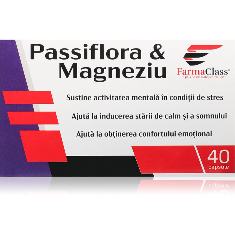 FarmaClass Industry Passiflora & magneziu capsule pentru echilibru fizic și psihic 40 caps.