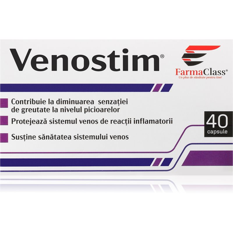 FarmaClass Industry Venostim capsule ajută la funcționarea corectă a aparatului vascular 40 caps.