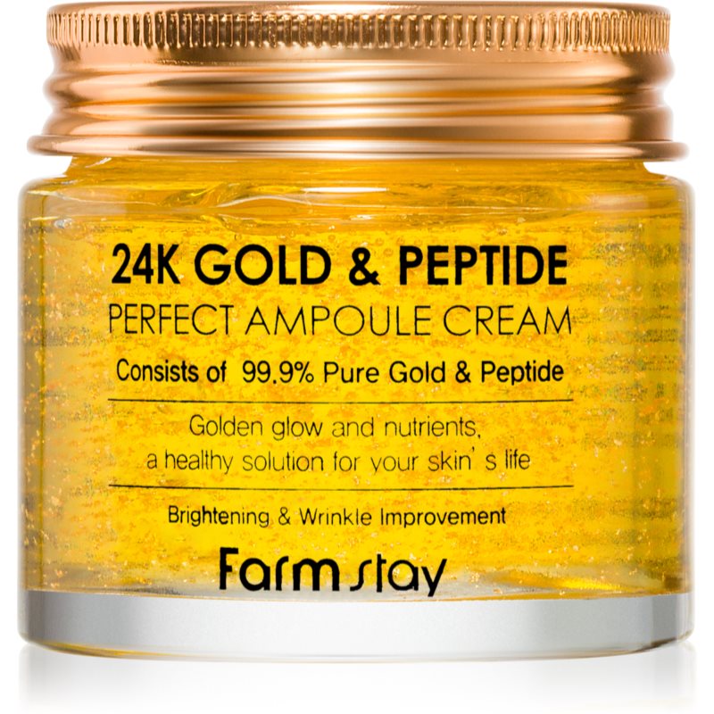 Farmstay 24K Gold & Peptide Perfect Ampoule Cream cremă hidratantă împotriva îmbătrânirii pielii 80 ml