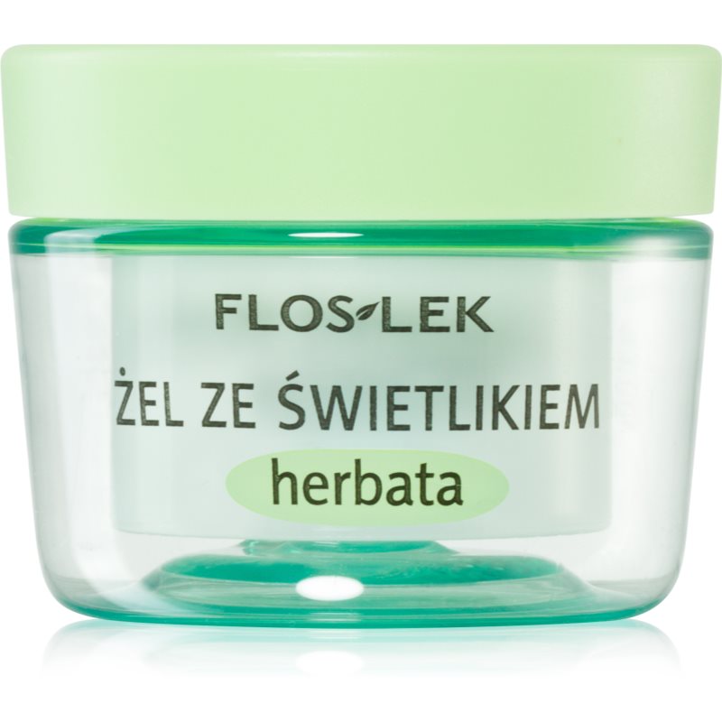 FlosLek Laboratorium Eye Care Gel pentru jurul ochilor cu un luminator și ceai verde 10 g