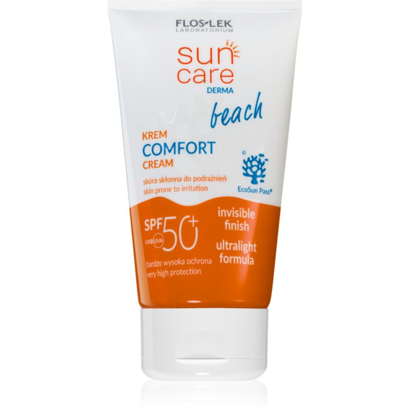 FlosLek Laboratorium Sun Care Derma Beach crema fata iluminatoare de protectie SPF 50+ 50 ml