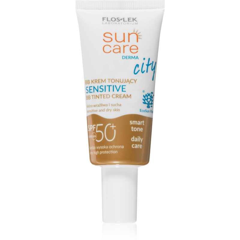 FlosLek Laboratorium Sun Care Derma City BB crema BB cu protectie ridicata si filtru UV pentru piele sensibilă SPF 50+ 30 ml