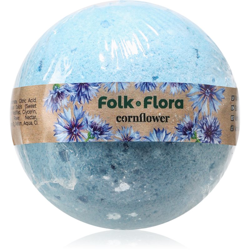 Folk & Flora Cornflower bombă de baie 130 g Folk & Flora Cornflower bombă de baie 130 g