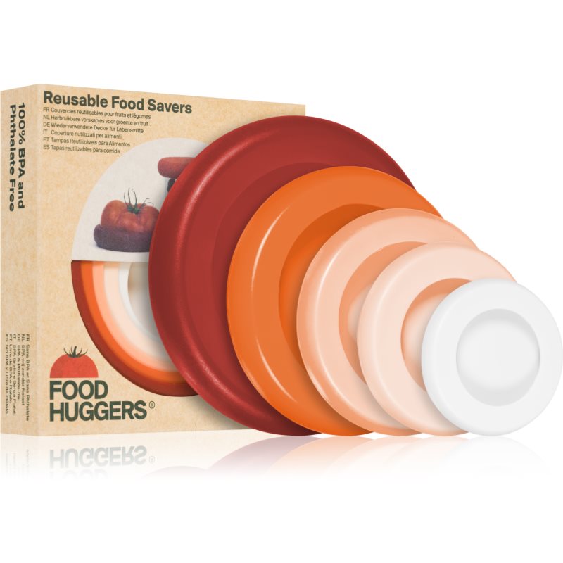 Food Huggers Food Huggers Set set de capace din silicon pentru fructe și legume culoare Terracotta 5 buc