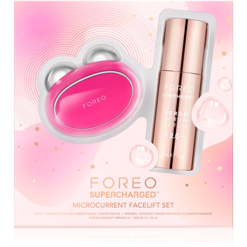 FOREO SUPERCHARGED™ Microcurrent Facelift Set set cadou pentru fermitatea și lifting-ul tenului