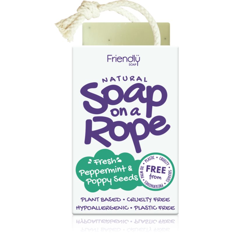 Friendly Soap Soap on a Rope Peppermint & Poppy Seeds săpun natural pe șnur 95 g