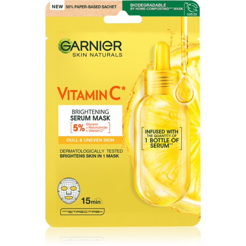 Garnier Skin Naturals Vitamin C Mască textilă cu efect de iluminare și hidratare cu vitamina C 28 g