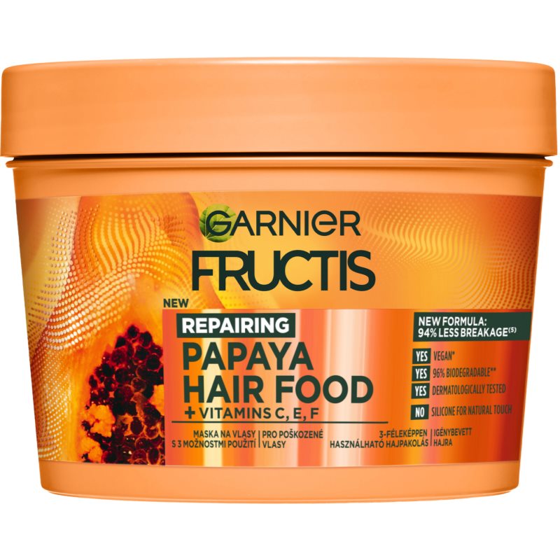 Garnier Fructis Papaya Hair Food mască regeneratoare pentru părul deteriorat 400 ml
