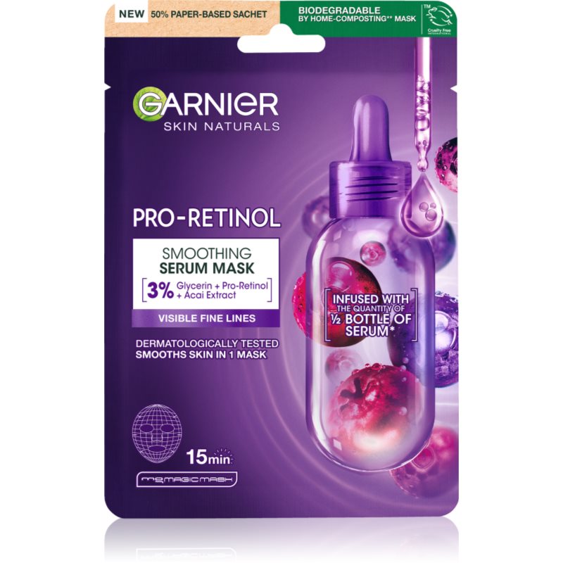 Garnier Skin Naturals Pro-Retinol mască textilă pentru netezire 22 g