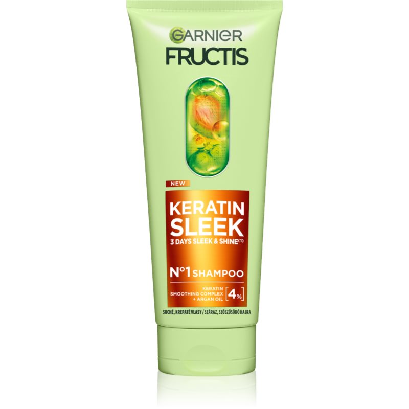 Garnier Fructis Keratin Sleek șampon pentru păr uscat și fragil 200 ml