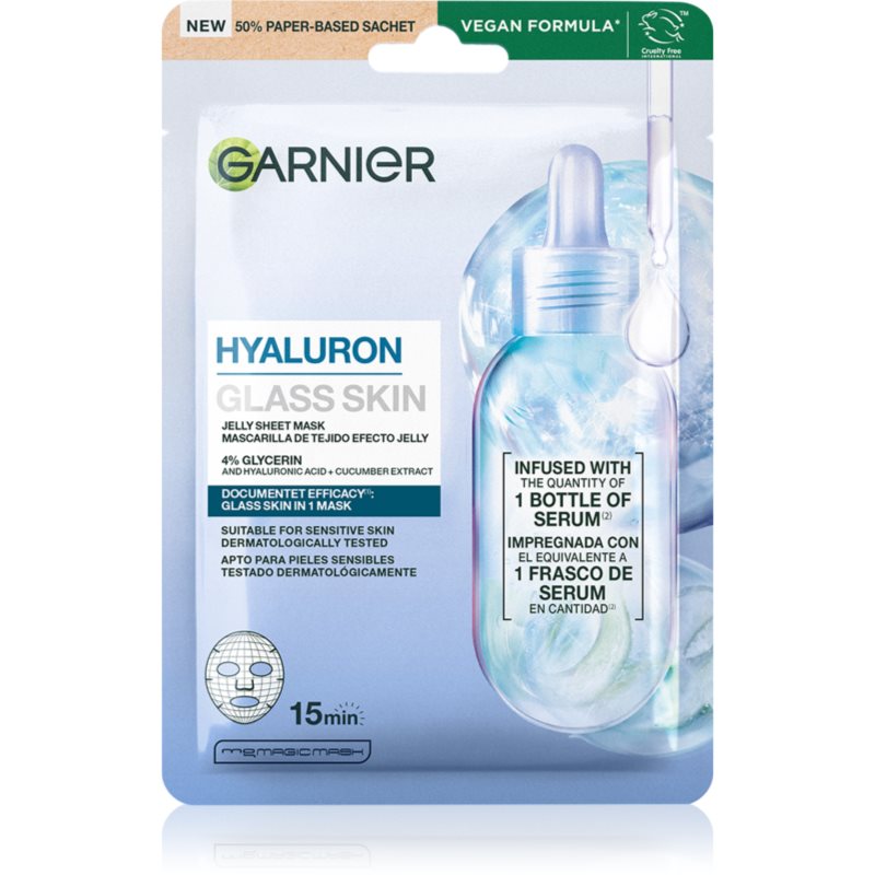 Garnier Hyaluron Glass Skin mască textilă hidratantă 27 g