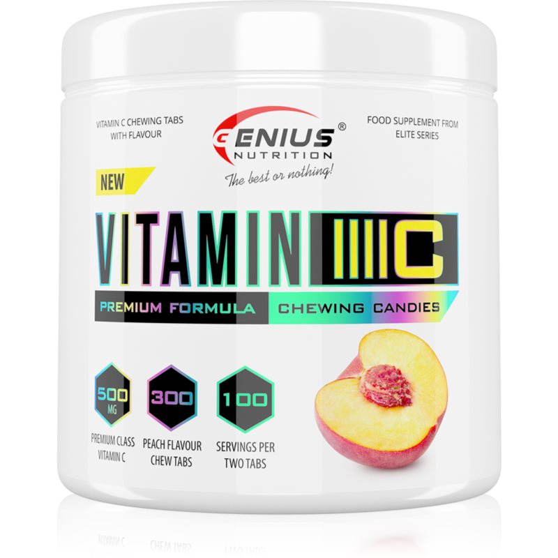 Genius Nutrition Vitamin C tablete masticabile cu vitamina C aroma Peach 300 buc