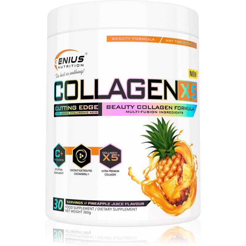 Genius Nutrition Collagen-X5® pulbere pentru tonifierea pielii și frumusețea părului și a unghiilor aroma Pineapple 360 g