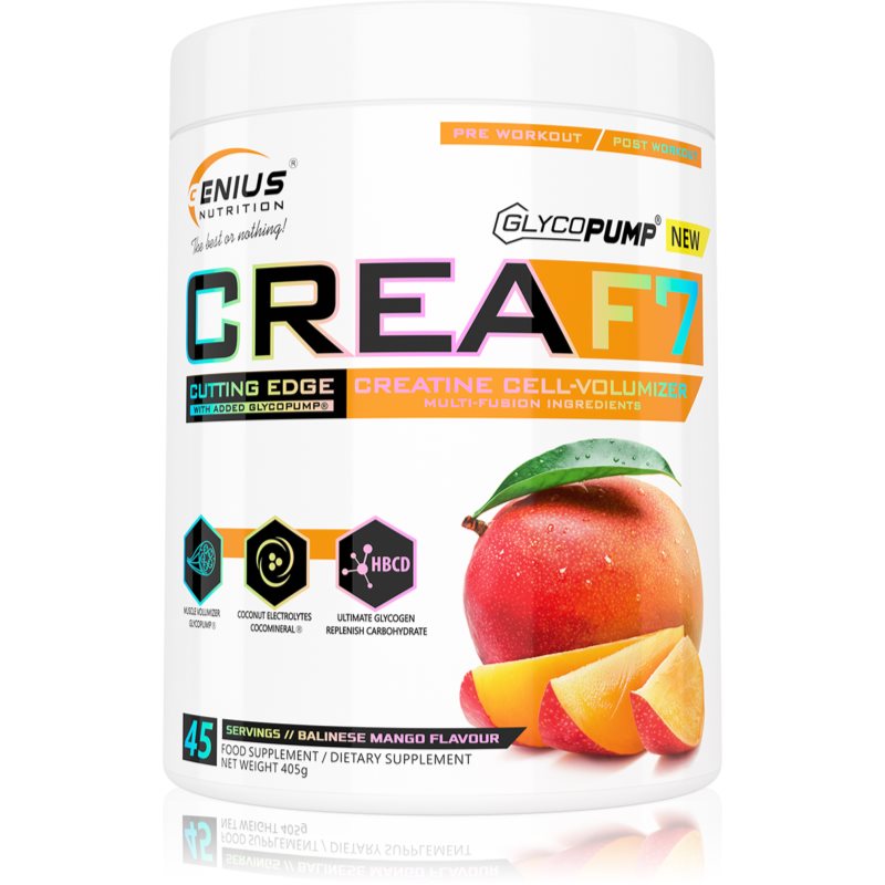 Genius Nutrition CreaF7 favorizează performanțele sportive aroma Balinese Mango 405 g