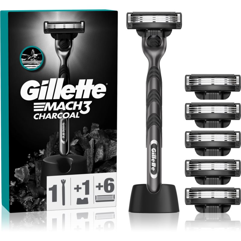 Gillette Mach3 Charcoal aparat de ras cu suport + lame de rezervă 6 buc