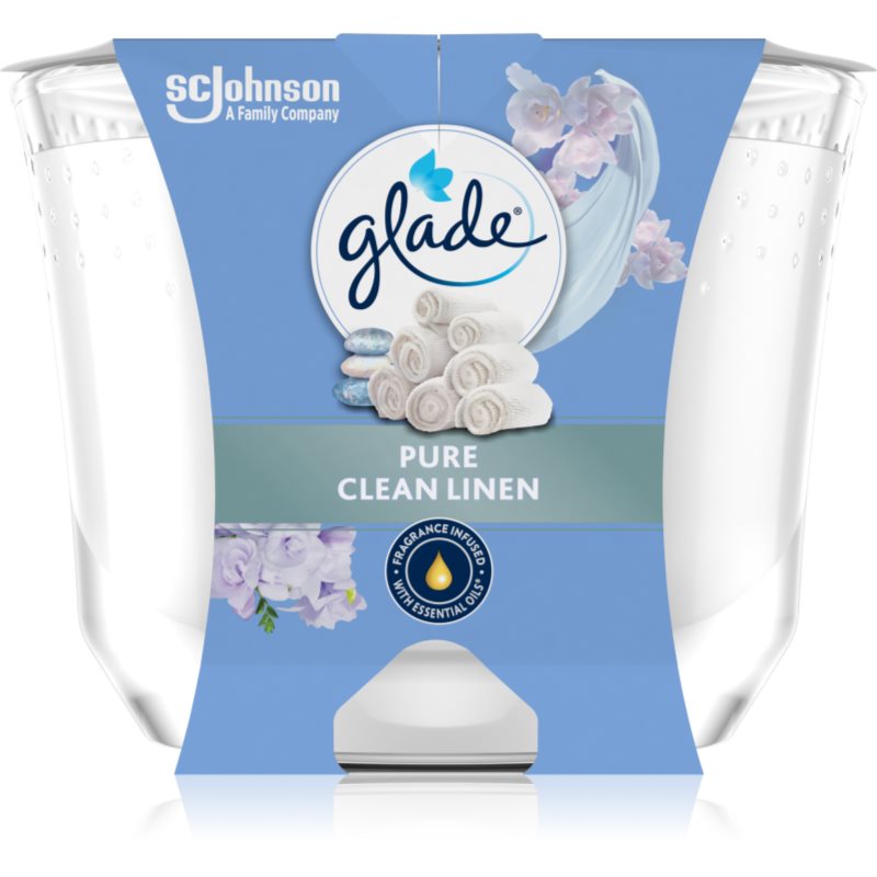 GLADE Pure Clean Linen lumânare parfumată 204 g