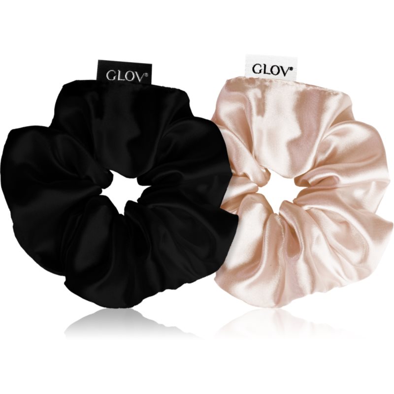 GLOV Satin Scrunchies M Elastice pentru par Sparkling Wine/Black 2 buc