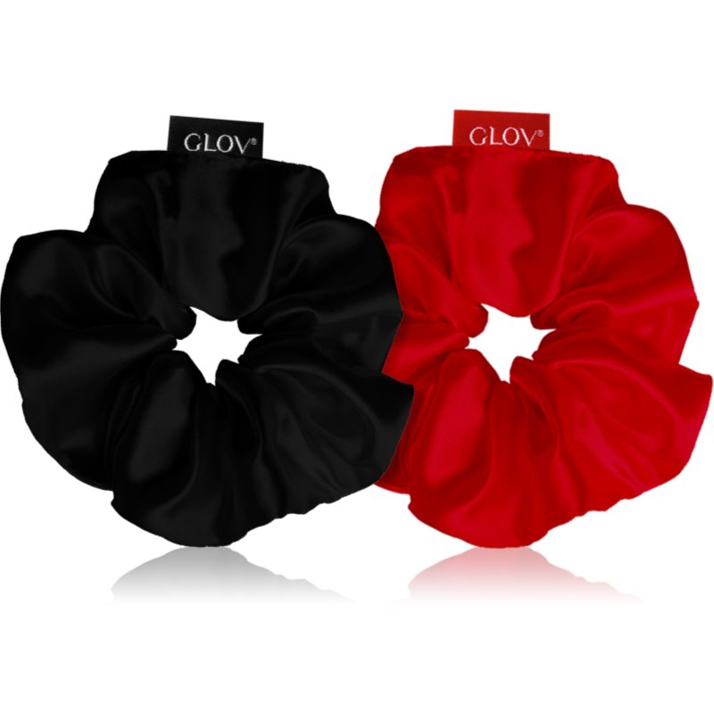 GLOV Satin Scrunchies M Elastice pentru par Red/Black 2 buc