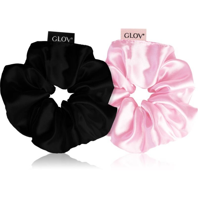 GLOV Satin Scrunchies M Elastice pentru par Pink/Black 2 buc