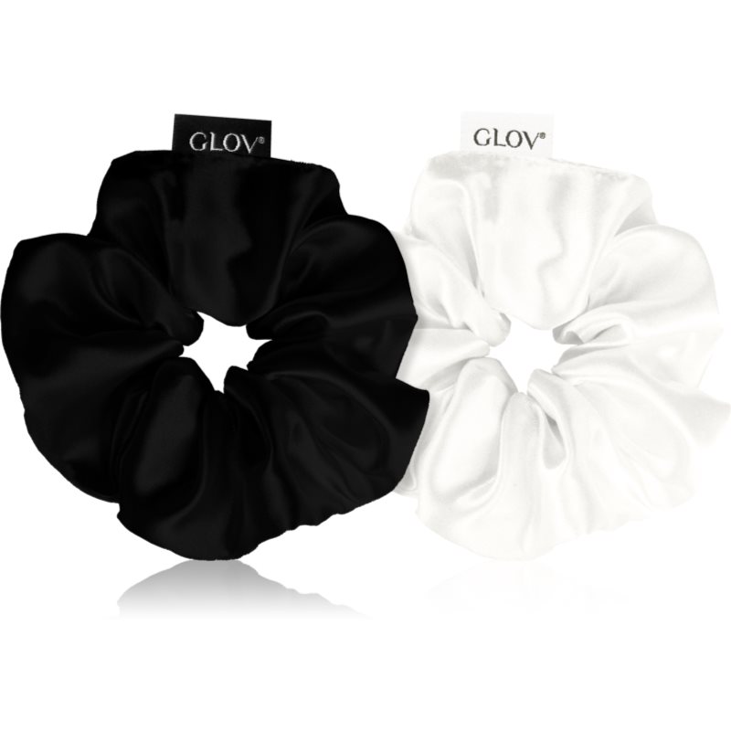 GLOV Satin Scrunchies M Elastice pentru par Black/Beige 2 buc