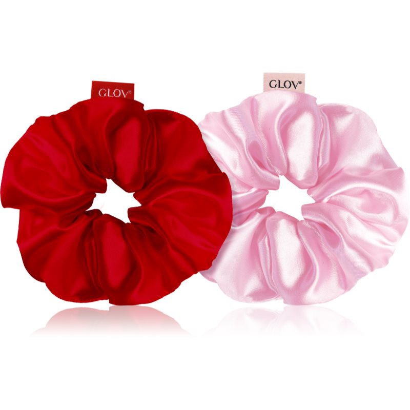 GLOV Satin Scrunchies L Elastice pentru par Red/Pink 2 buc