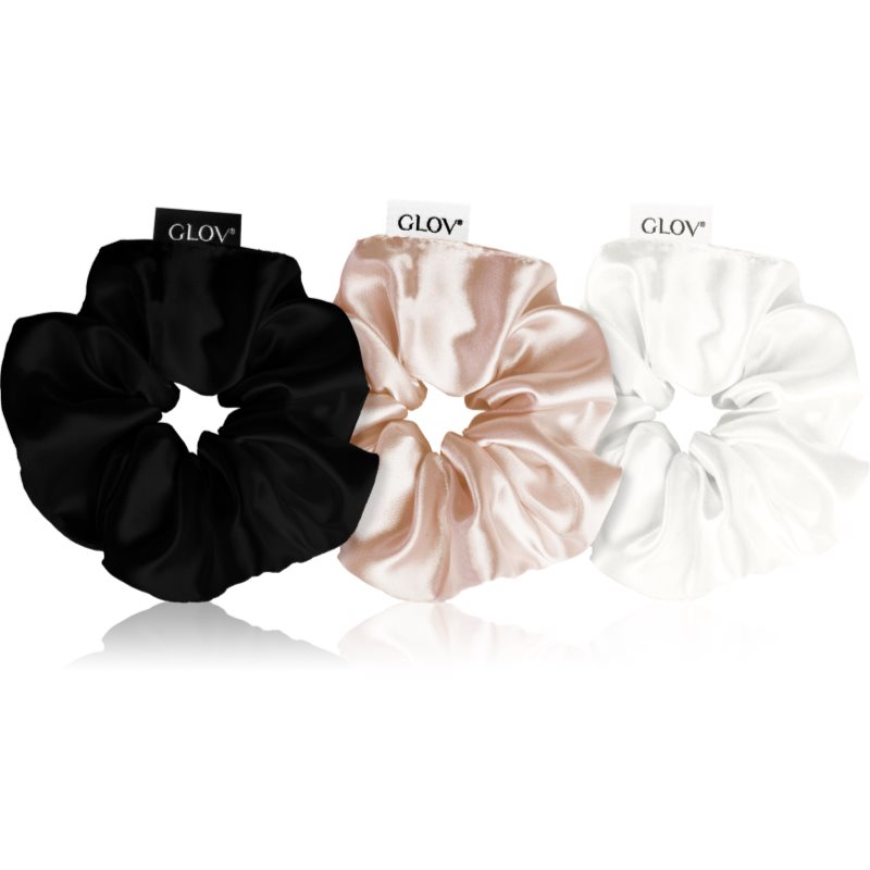 GLOV Satin Scrunchies S Elastice pentru par Black/White/Sparkling Wine 3 buc