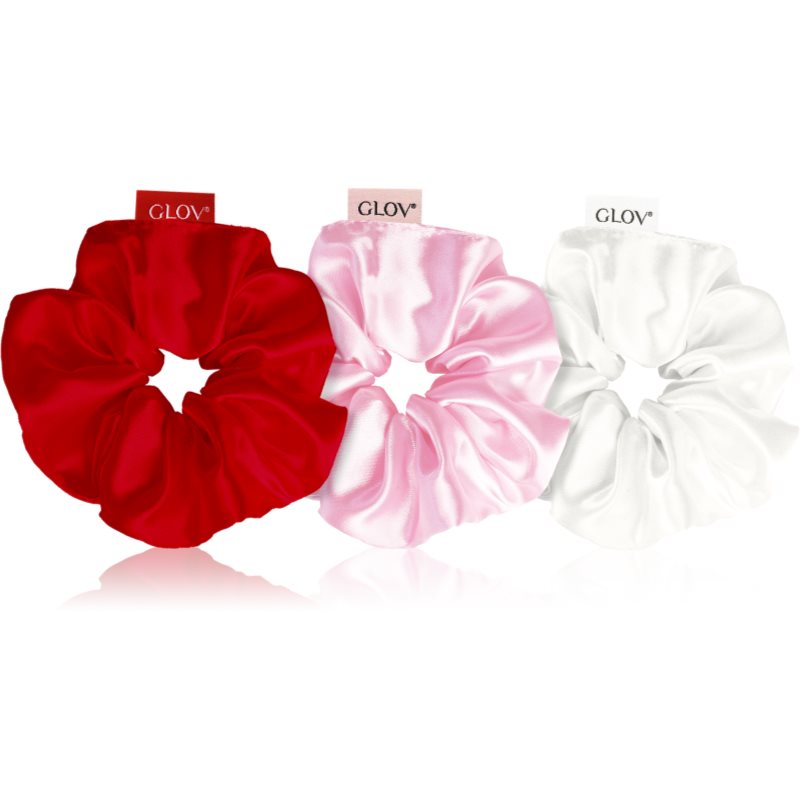 GLOV Satin Scrunchies M Elastice pentru par White/Pink/Red 3 buc