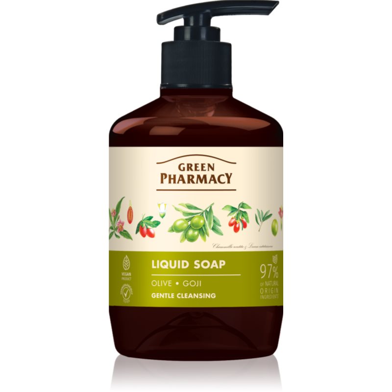 Green Pharmacy Olive & Goji Berry Liquid Soap Săpun lichid pentru mâini cu pompa 460 ml
