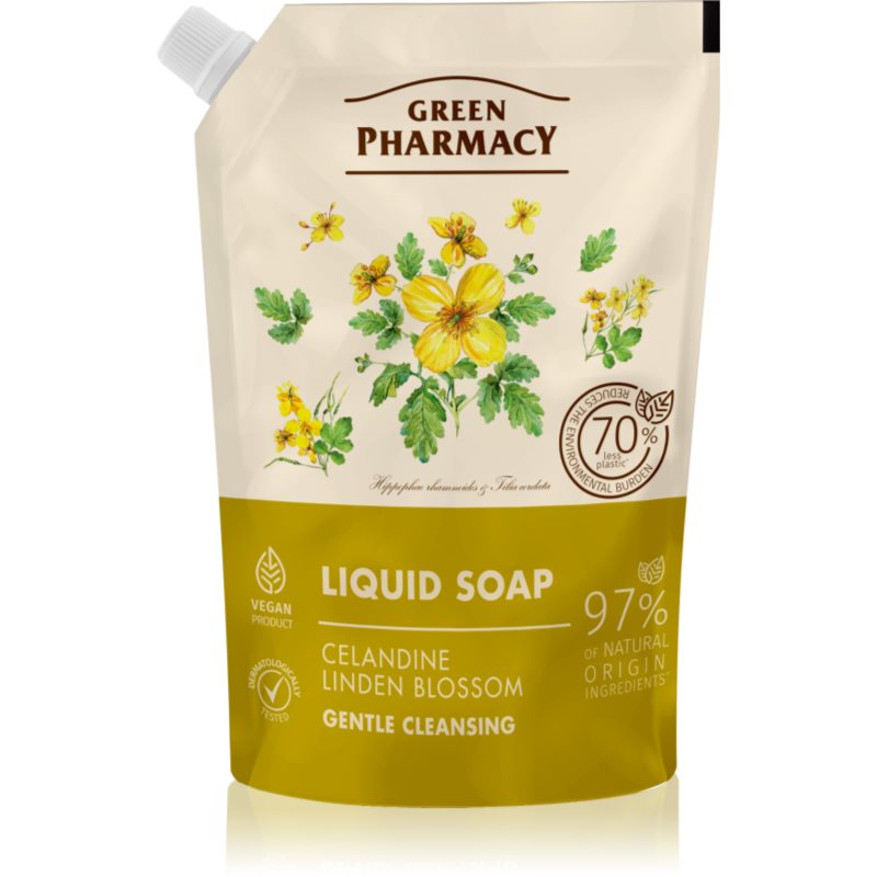 Green Pharmacy Celandine & Linden Săpun lichid pentru mâini rezervă 460 ml