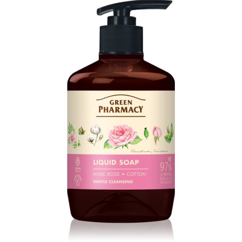 Green Pharmacy Musk Rose & Cotton Săpun lichid pentru mâini 460 ml