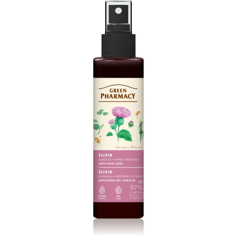 Green Pharmacy Burdock & Wheat proteins Elixir tratament pentru îngrijirea părului fără clătire impotriva caderii parului 150 ml