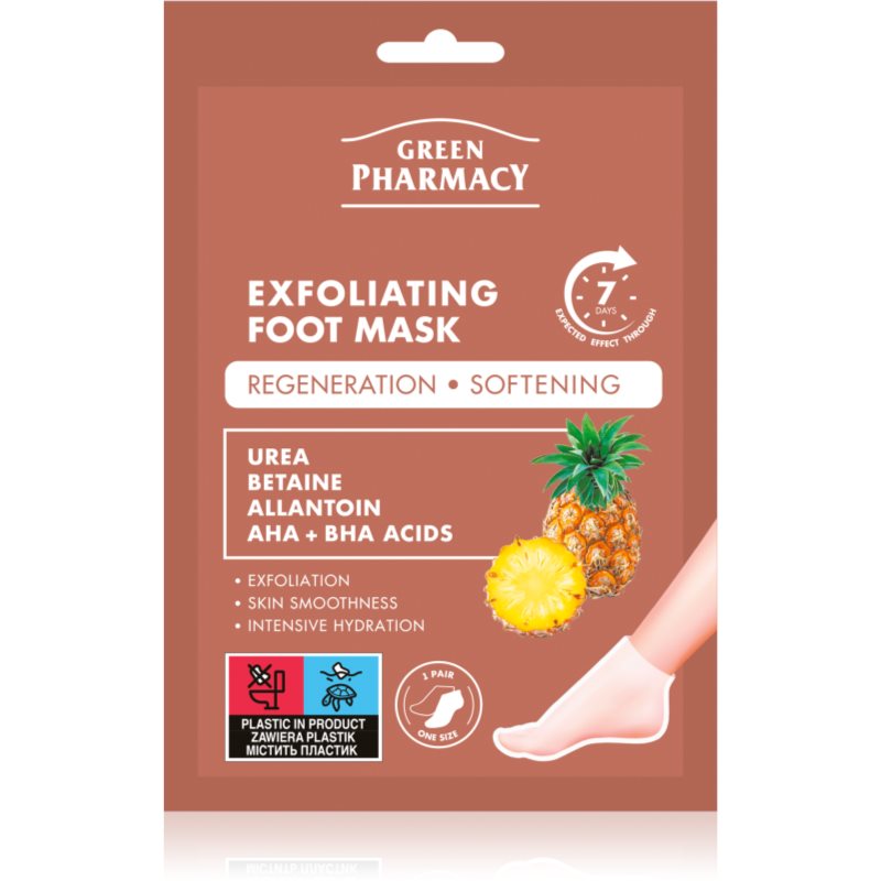 Green Pharmacy Foot Care Exfoliating Foot Mask mască regeneratoare pentru picioare și unghii 2x20 ml