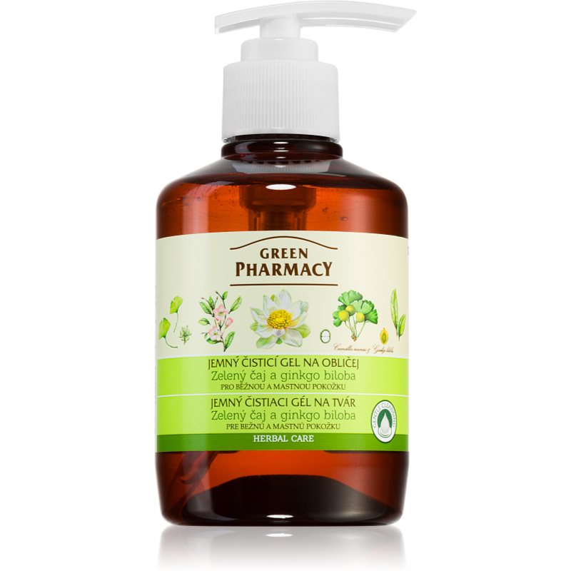 Green Pharmacy Green Tea Face Wash gel de curățare blând pentru ten gras și mixt 270 ml