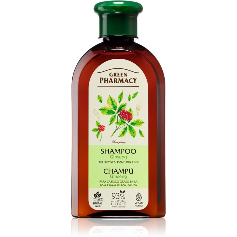 Green Pharmacy Hair Care Ginseng Sampon pentru scalp gras si fire de par cu terminatii uscate 350 ml