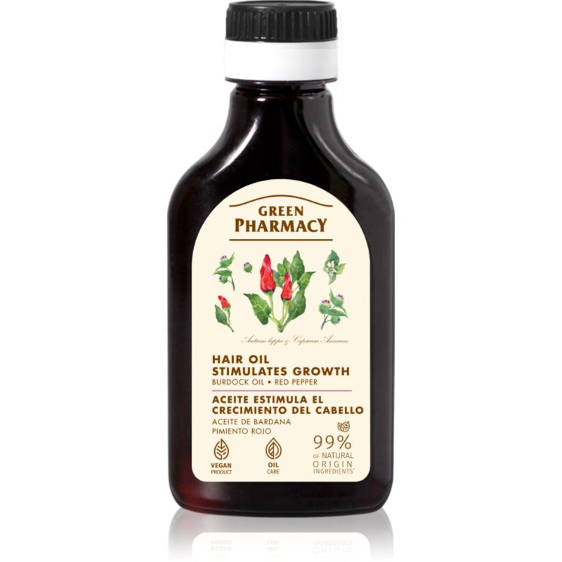 Green Pharmacy Red Peppers Burdock Oil Ulei din brusture pentru stimularea cresterii parului 100 ml